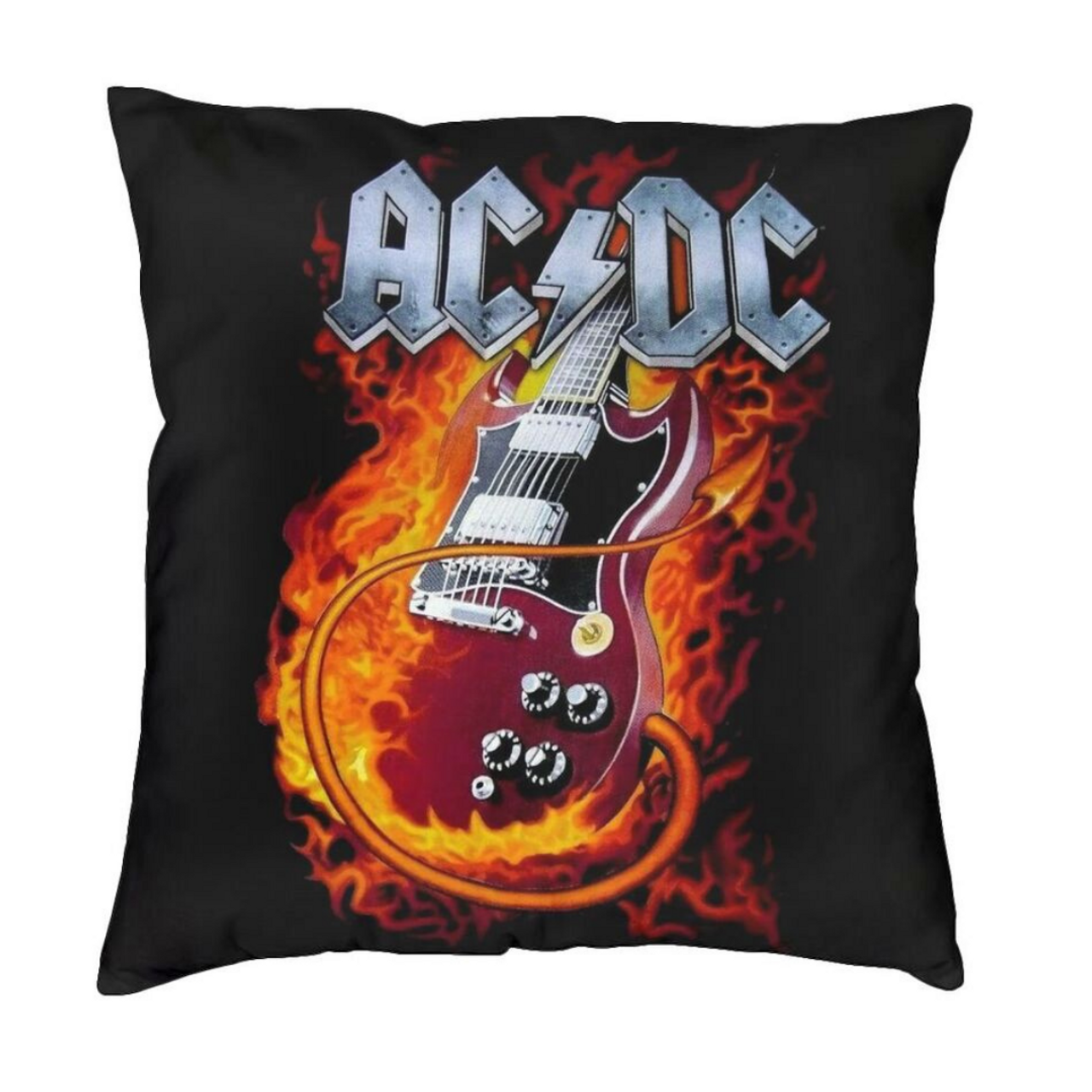 ACDC - Burning Guitar Cushion Throw Pillow