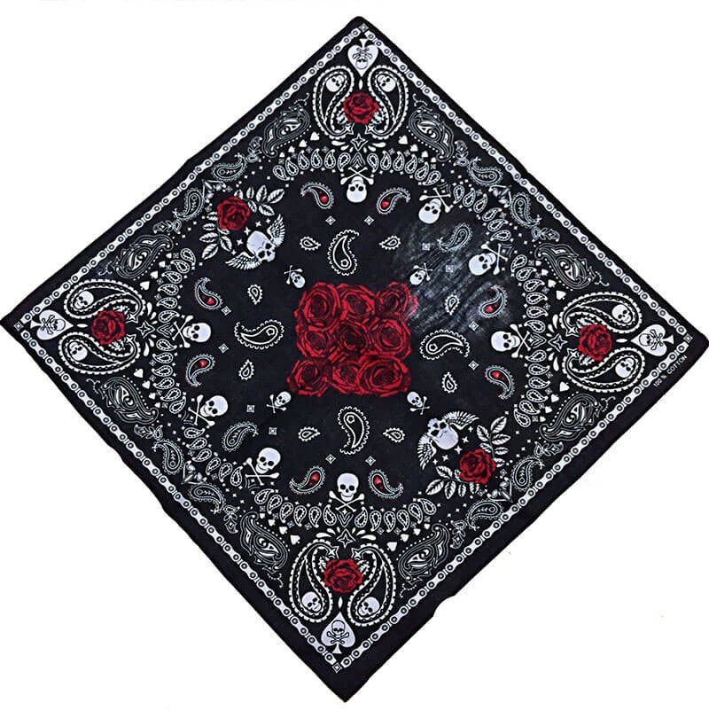 Bandana - Skull Roses Black Bandana