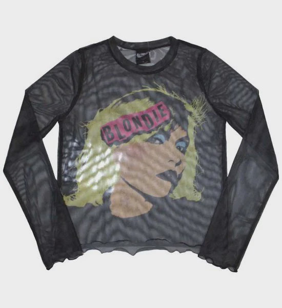 Blondie - Punk Poster Mesh Long Sleeve Crop Top T-shirt