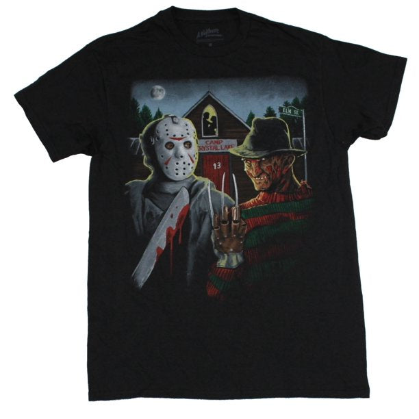 Freddy Krueger And Jason - American Gothic Camp Crystal Lake T-shirt