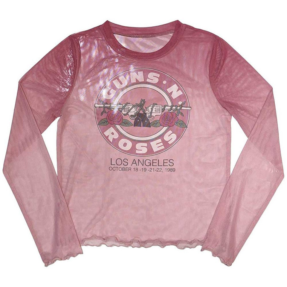 Guns N Roses - Bullet Seal Long Sleeve Mesh Crop Top T-shirt