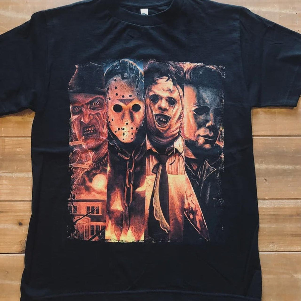 Horror - Freddy Jason Michael And Leather Face Poster T-shirt