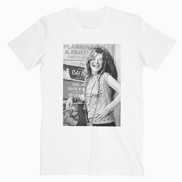 Janis Joplin - Black And White Photo T-shirt