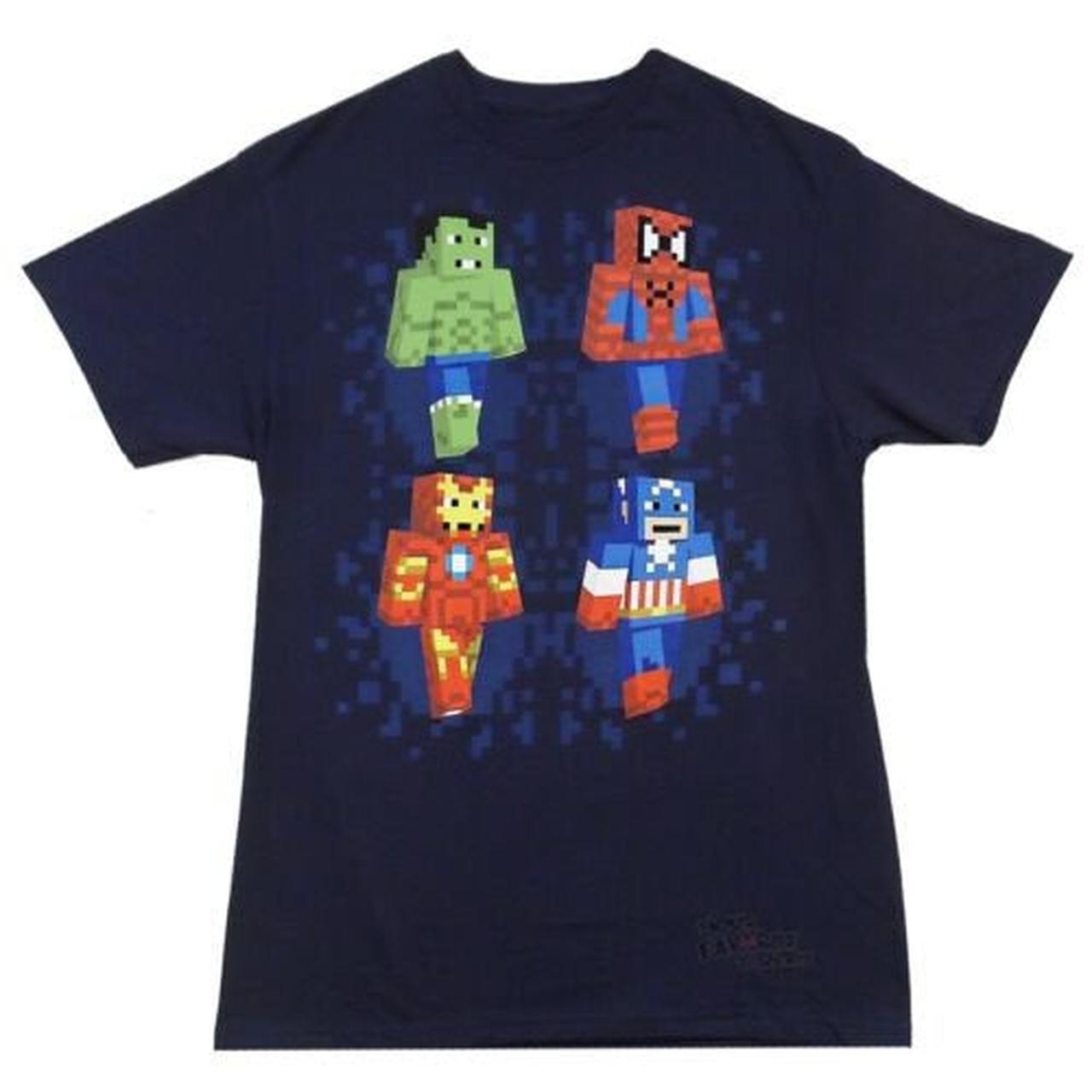 Minecraft - Marvel Team Up Spiderman Iron Man Hulk and Captain America T-shirt