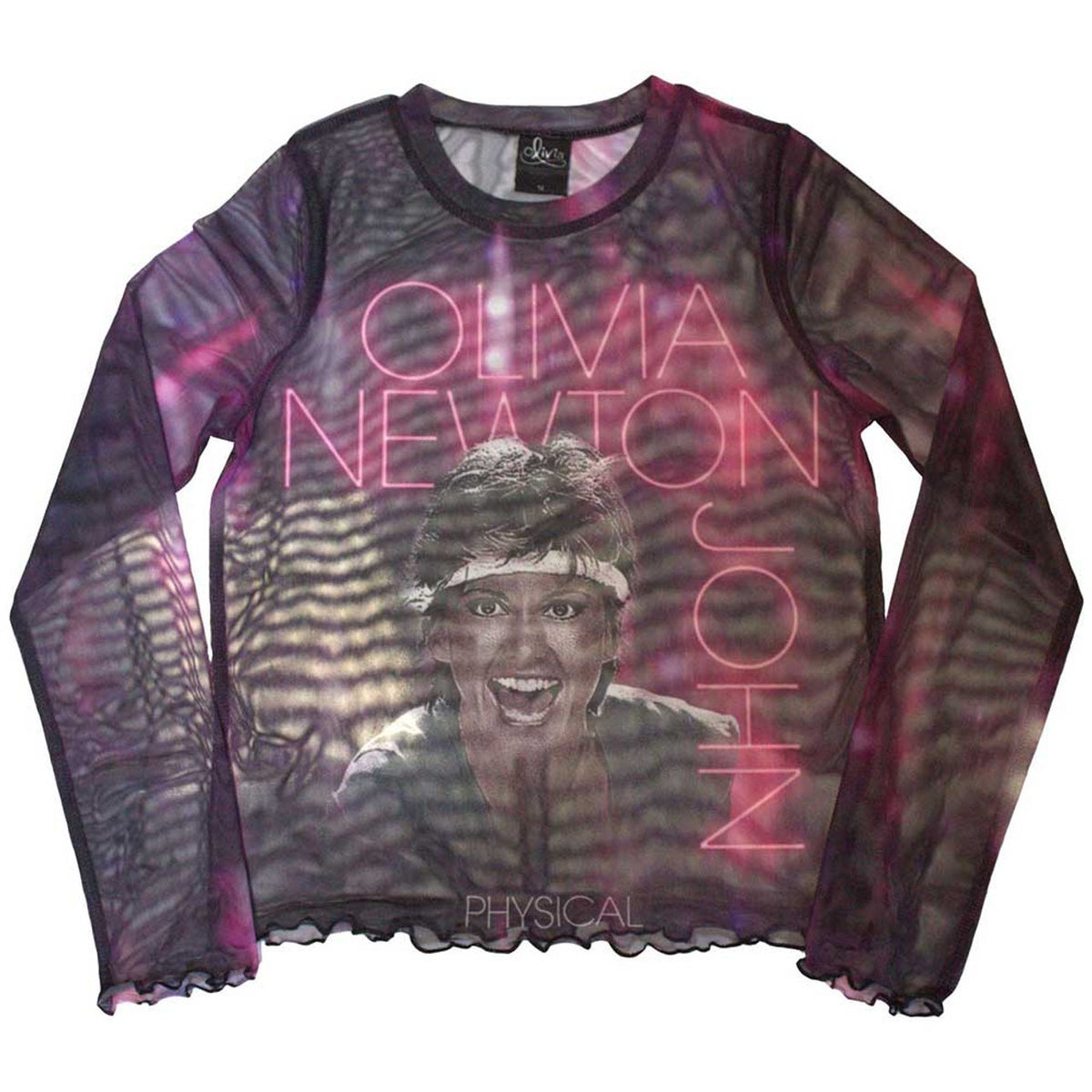 Olivia Newton John - Physical Long Sleeve Mesh Crop Top T-shirt