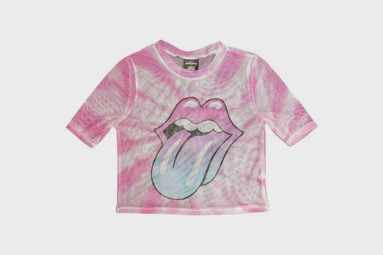 The Rolling Stones - Tongue Mesh Crop Top T-shirt