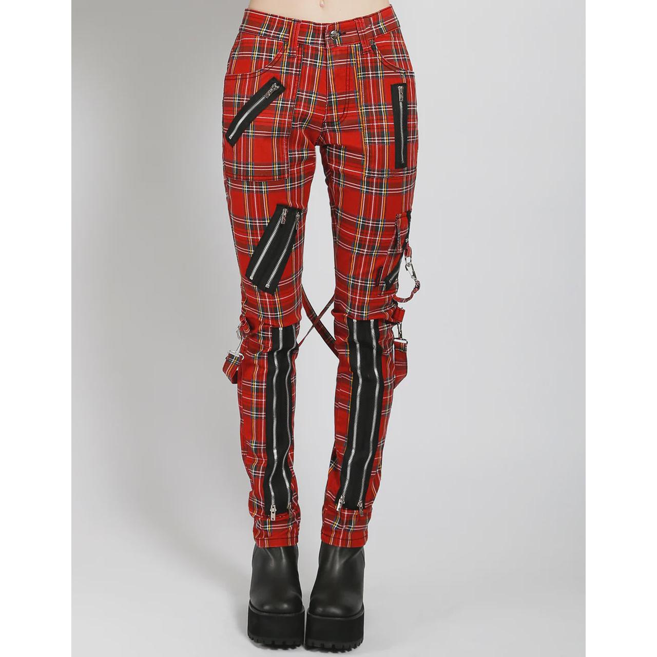 Tripp NYC - Slim Leg Red Plaid Pants