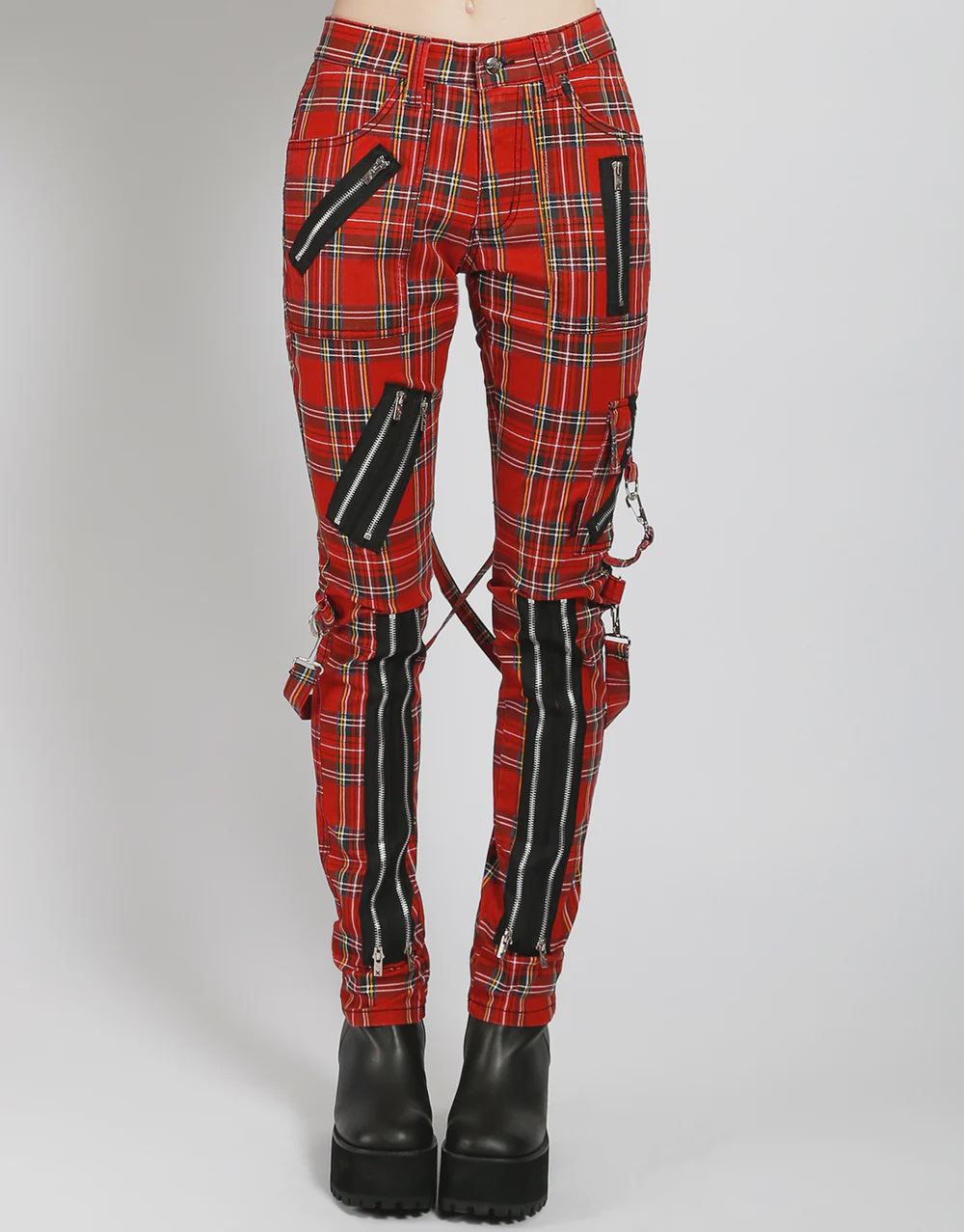 Tripp NYC - Slim Leg Red Plaid Pants