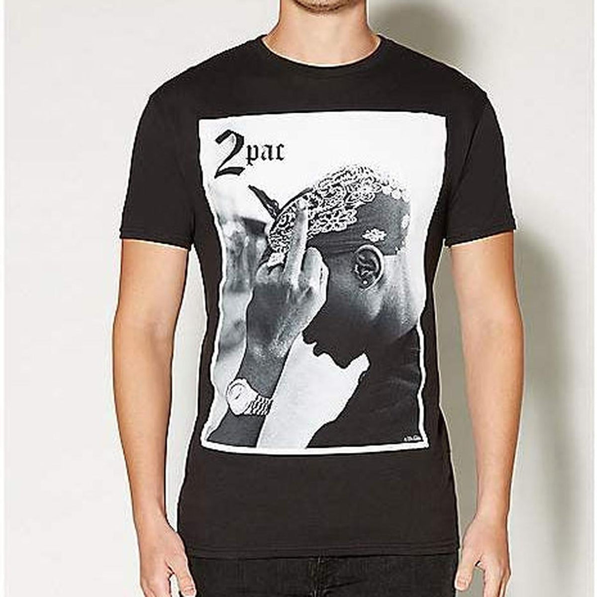Tupac - Bandana Middle Finger T-shirt