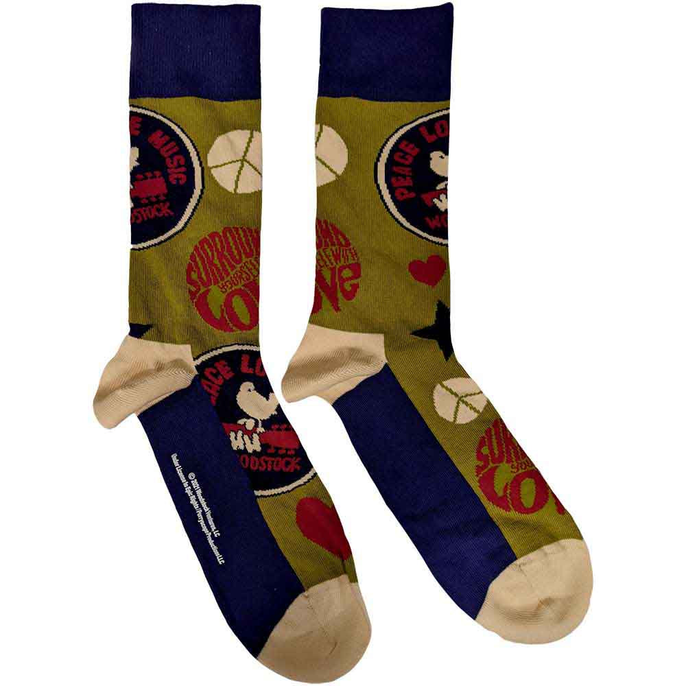 Woodstock - Peace Love Music Socks