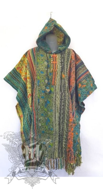 Woven Poncho - Patched And Mushrooms