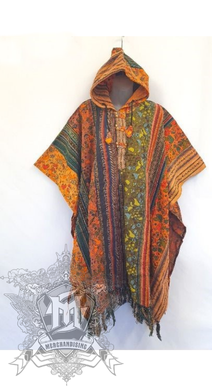 Woven Poncho - Patched And Mushrooms