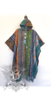 Woven Poncho - Patched And Mushrooms